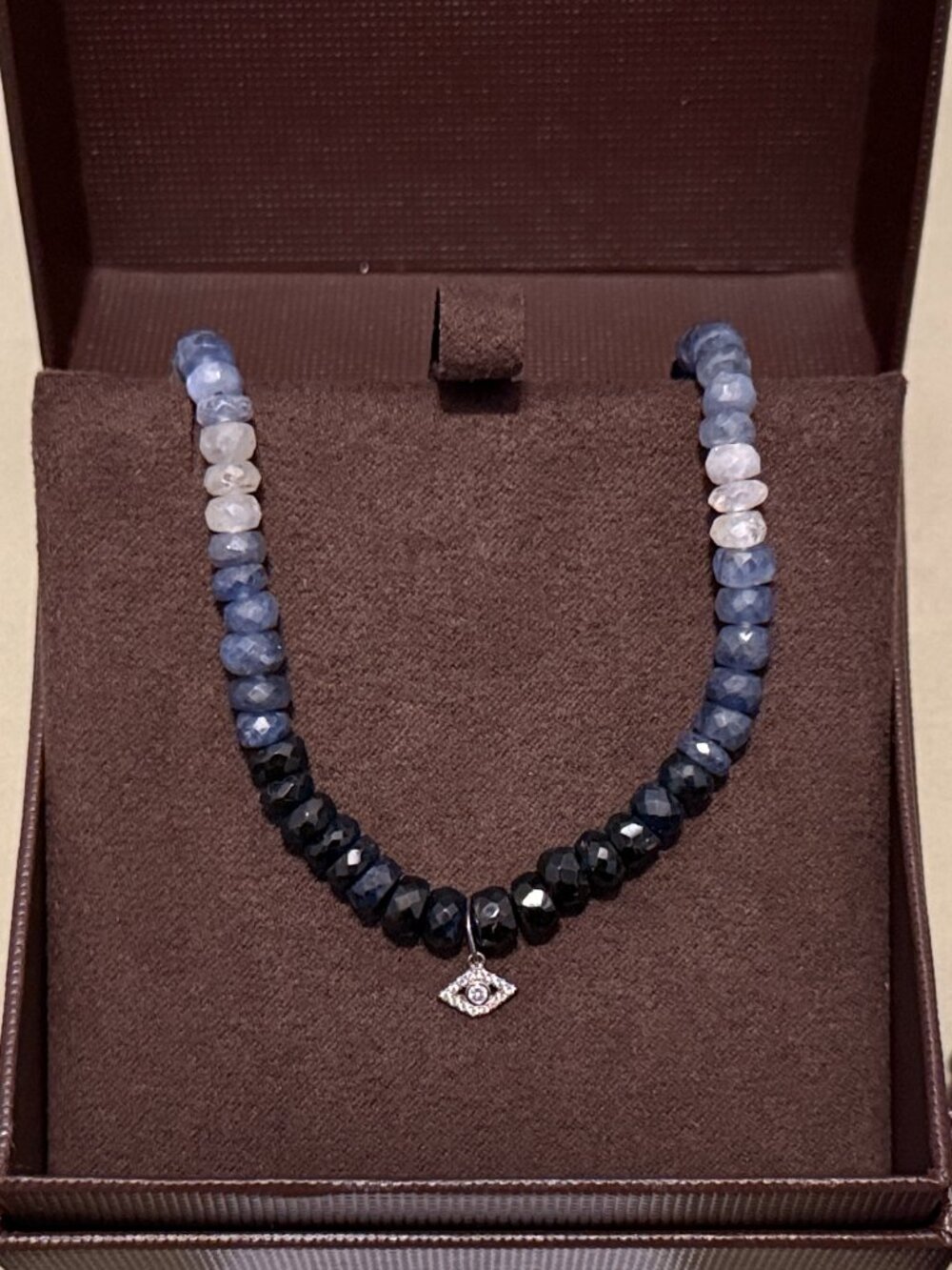 New SYDNEY EVAN Custom Sapphire WG Diamond Evil Eye Necklace